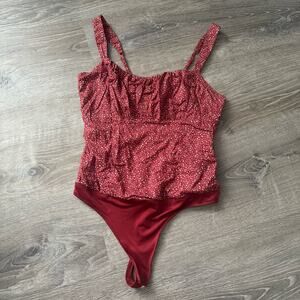 Abercrombie & Fitch Tank Bodysuit Burnt Red Dot Print size M
